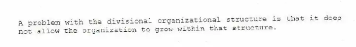 A problem with the divisional organizational structure is that it does not allow the organization to grow within that structure.