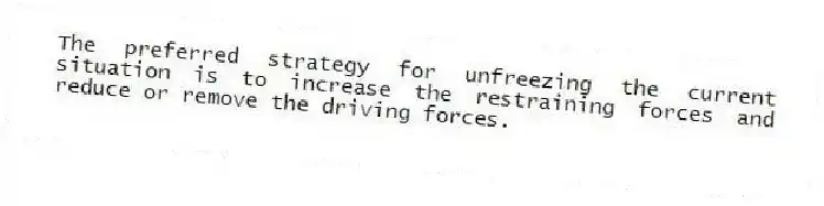 The preferred strategy for unfreezing the current situation is to increase the restraining forces and reduce or remove the driving forces.