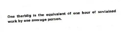 One therblig is the equivalent of one hour of sustained work by one average person.