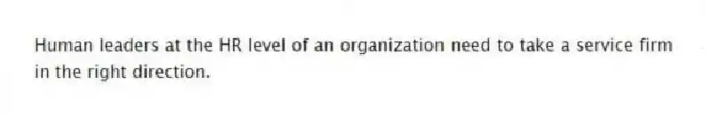 Human leaders at the HR level of an organization need to take a service firm in the right direction.