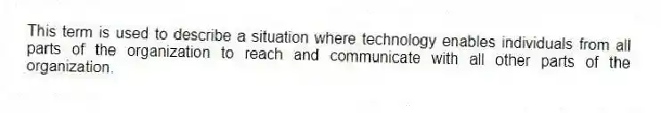 This term is used to describe a situation where technology enables individuals from all parts of the organization to reach and communicate with all other parts of the organization.