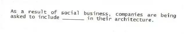 As a result of social business, companies are being asked to include _______ in their architecture.