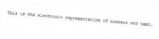 This is the electronic representation of numbers and text.