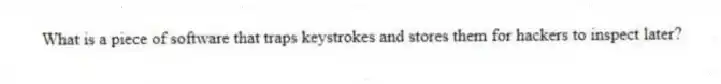 What is a piece of software that traps keystrokes and stores them for hackers to inspect later?