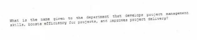 What is the name given to the department that develops project management skills, boosts efficiency for projects, and improves project delivery?