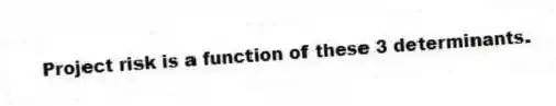 Project risk is a function of these 3 determinants.