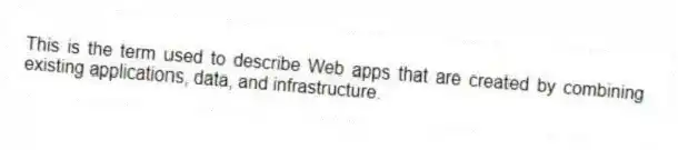 This is the term used to describe Web apps that are created by combining existing applications, data, and infrastructure.