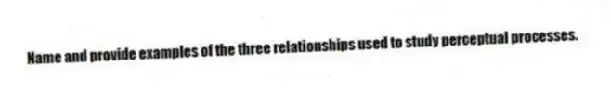 Name and provide examples of the three relationships used to study perceptual processes.