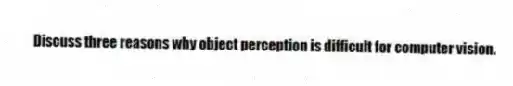 Discuss three reasons why object perception is difficult for computer vision.