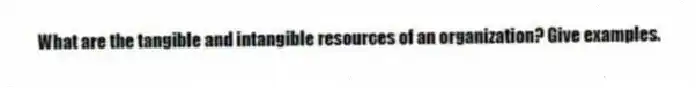 What are the tangible and intangible resources of an organization? Give examples.