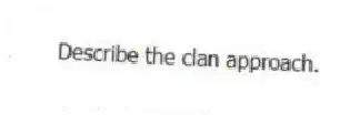 Describe the clan approach.