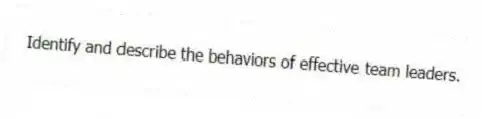 Identify and describe the behaviors of effective team leaders.
