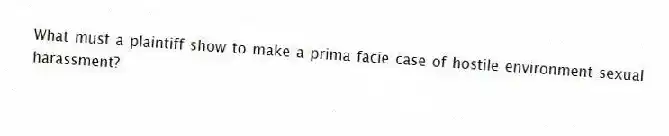 What must a plaintiff show to make a prima facie case of hostile environment sexual harassment?