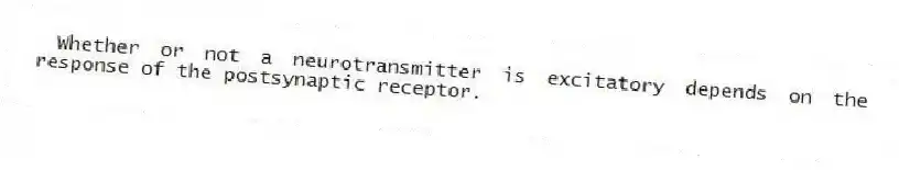 Whether or not a neurotransmitter is excitatory depends on the response of the postsynaptic receptor.