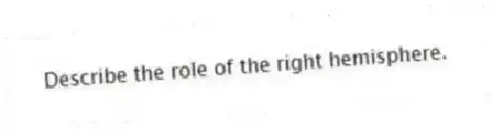 Describe the role of the right hemisphere.