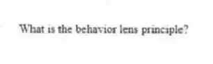 What is the behavior lens principle?