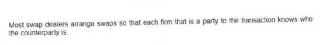 Most swap dealers arrange swaps so that each firm that is a party to the transaction knows who the counterparty is.