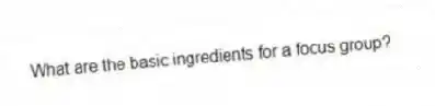What are the basic ingredients for a focus group?