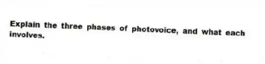 Explain the three phases of photovoice, and what each involves.