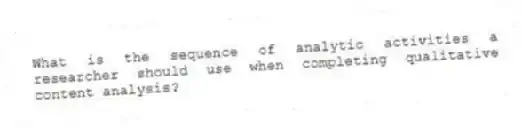 What is the sequence of analytic activities a researcher should use when completing qualitative content analysis?