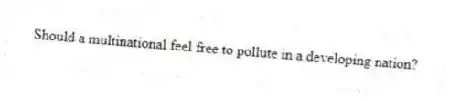 Should a multinational feel free to pollute in a developing nation?