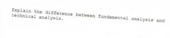Explain the difference between fundamental analysis and technical analysis.