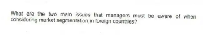 What are the two main issues that managers must be aware of when considering market segmentation in foreign countries?