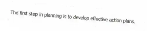 The first step in planning is to develop effective action plans.