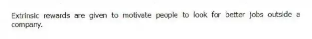 Extrinsic rewards are given to motivate people to look for better jobs outside a company.