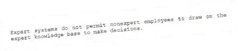 Expert systems do not permit nonexpert employees to draw on the expert knowledge base to make decisions.