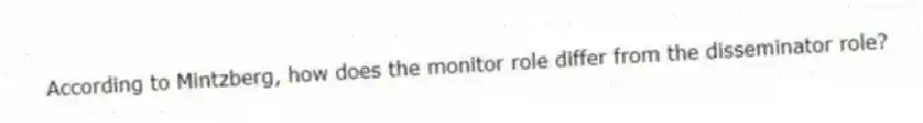 According to Mintzberg, how does the monitor role differ from the disseminator role?