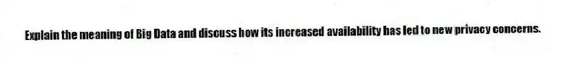 Explain the meaning of Big Data and discuss how its increased availability has led to new privacy concerns.