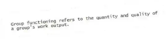 Group functioning refers to the quantity and quality of a group's work output.