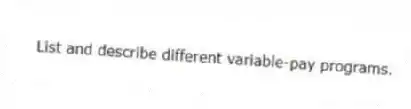 List and describe different variable-pay programs.
