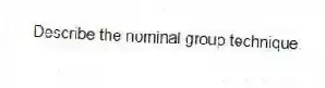Describe the nominal group technique.