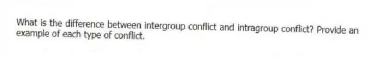 What is the difference between intergroup conflict and intragroup conflict? Provide an example of each type of conflict.