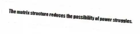 The matrix structure reduces the possibility of power struggles.
