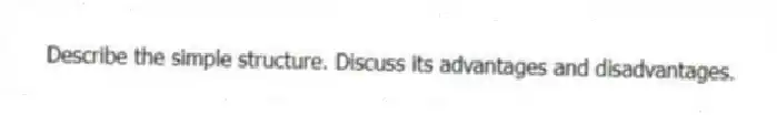 Describe the simple structure. Discuss its advantages and disadvantages.
