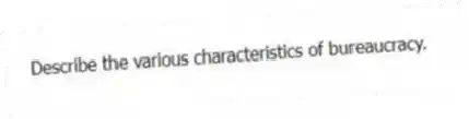 Describe the various characteristics of bureaucracy.