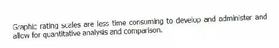 Graphic rating scales are less time consuming to develop and administer and allow for quantitative analysis and comparison.