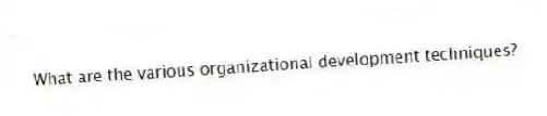What are the various organizational development techniques?