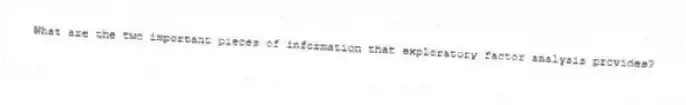 What are the two important pieces of information that exploratory factor analysis provides?