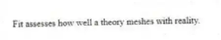 Fit assesses how well a theory meshes with reality.