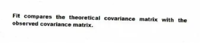 Fit compares the theoretical covariance matrix with the observed covariance matrix.