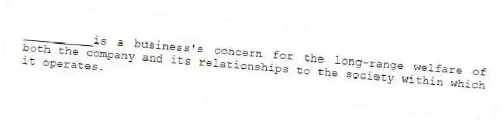 __________is a business's concern for the long-range welfare of both the company and its relationships to the society within which it operates.