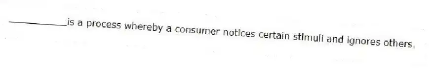 __________is a process whereby a consumer notices certain stimuli and ignores others.