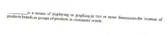__________is a means of displaying or graphing,in two or more dimensions,the location of products,brands,or groups of products in customers' minds.