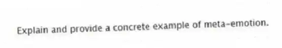 Explain and provide a concrete example of meta-emotion.