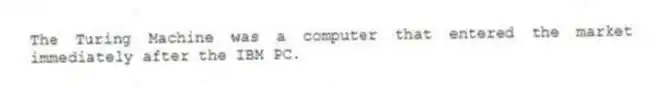 The Turing Machine was a computer that entered the market immediately after the IBM PC.