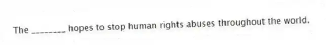 The ________ hopes to stop human rights abuses throughout the world.